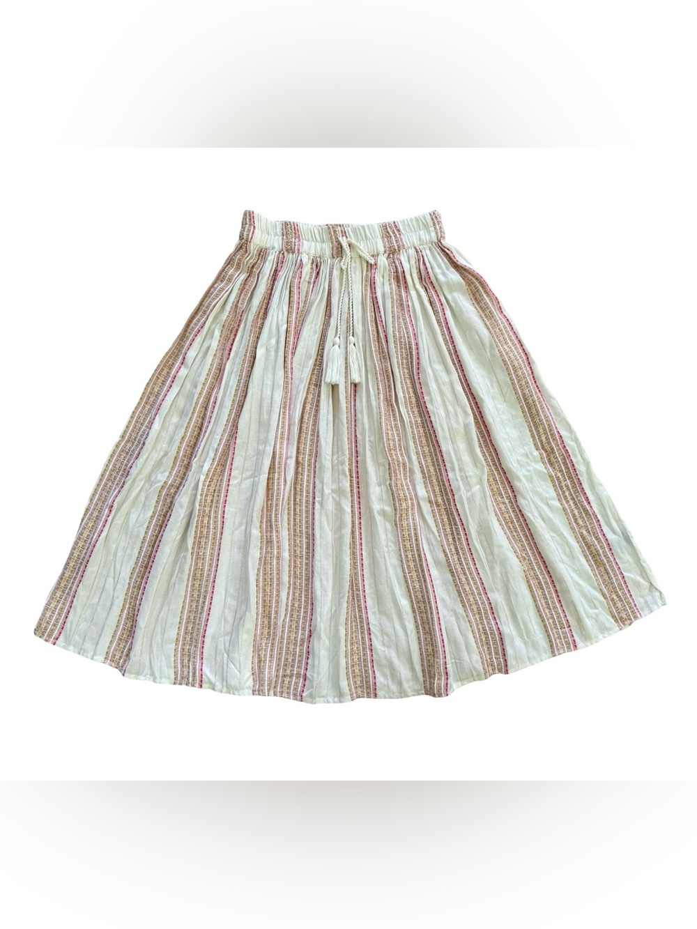 Catherine Malandrino Boho Midi Skirt Small Sunset Stripe Metallic